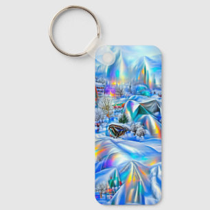 Surreal Winter Wonderland with Iridescent Lights Keychain