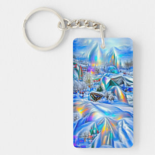 Surreal Winter Wonderland with Iridescent Lights Keychain