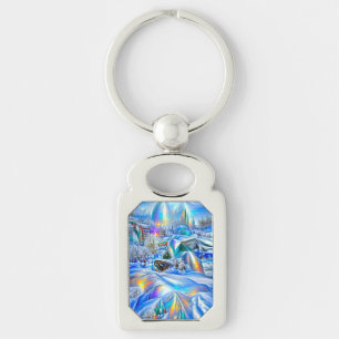 Surreal Winter Wonderland with Iridescent Lights Keychain