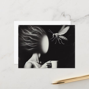 Surreal Woman and Bee Morning Coffee Postcard