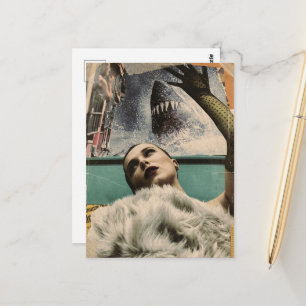Surreal Woman and the Shark Watch Tour Postcard