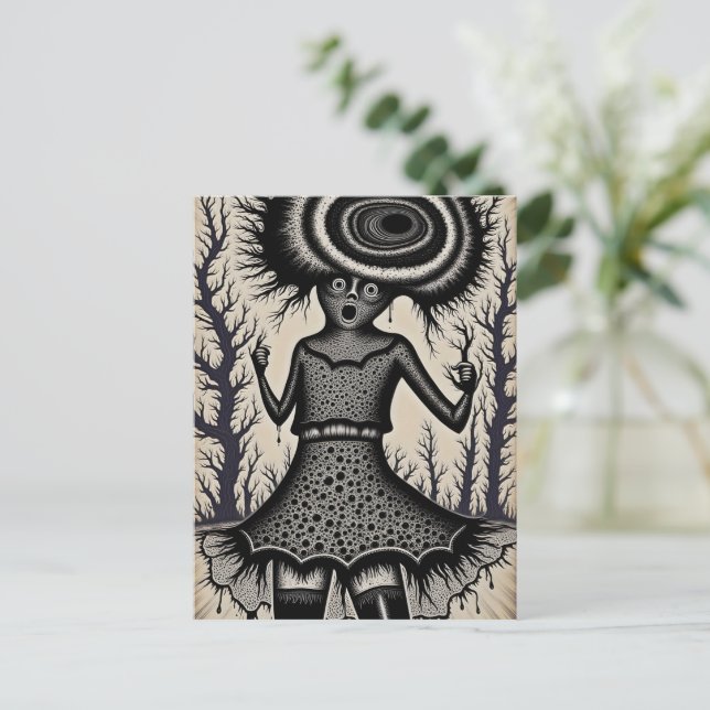 Surreal Woman Black and White Postcard (Standing Front)