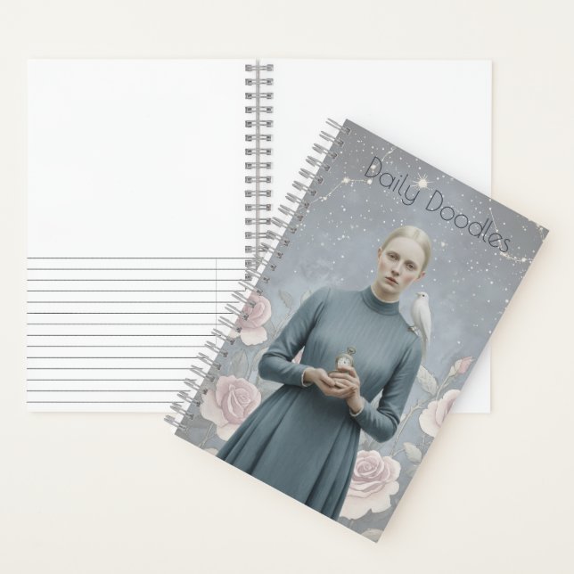 Surreal Woman Celestial Floral Doodle Journal (Inside)