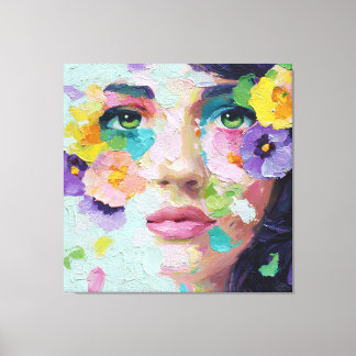 Surreal Woman Floral Eyes Petals Wind Wall Art