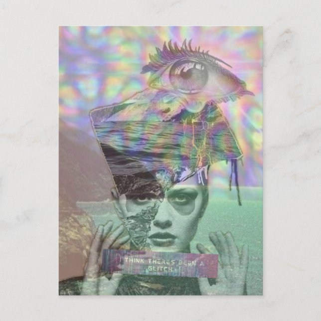 Surreal Woman Glitch Collage Postcard (Front)