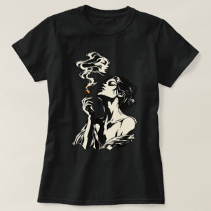 Surreal Woman with Match and Smoke Retro Art T-Shirt