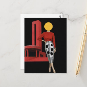 Surreal Woman With the Yellow Circle For A Head Postcard
