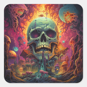 Surreal world square sticker