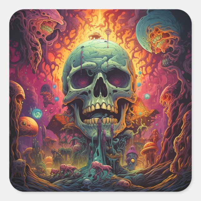 Surreal world square sticker (Front)