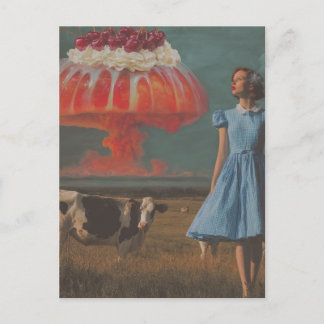 Surreal Yummy Cherry Desert in the Dairy Pasture  Postcard
