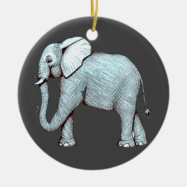 Surrealephant - Surreal Elephant Illustration Ceramic Ornament (Front)