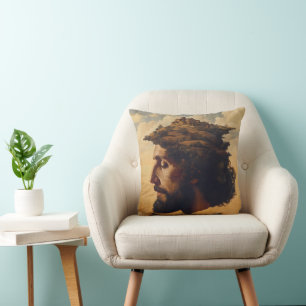 Surrealism Head and City Throw Pillow