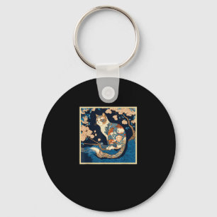 Surrealism Japanese Painting Neva Masquerade cat Keychain