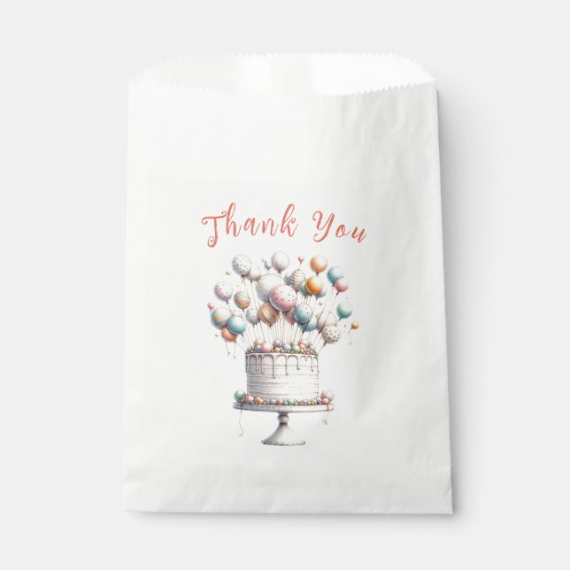 Surrealist, Balloons and Birthday Cake Thank You Favour Bag (Front)