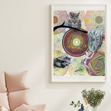 Surrealist colourful geometrical circles dali cloc