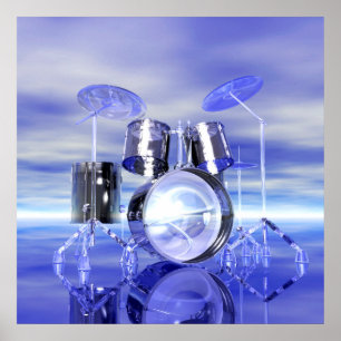 Surréaliste Drumset on the Beach Music Poster