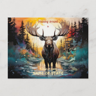 Surrealistic Moose Standing In Water Postcard