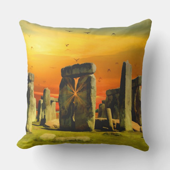 Surrealistic Stonehenge Throw Pillow (Front)