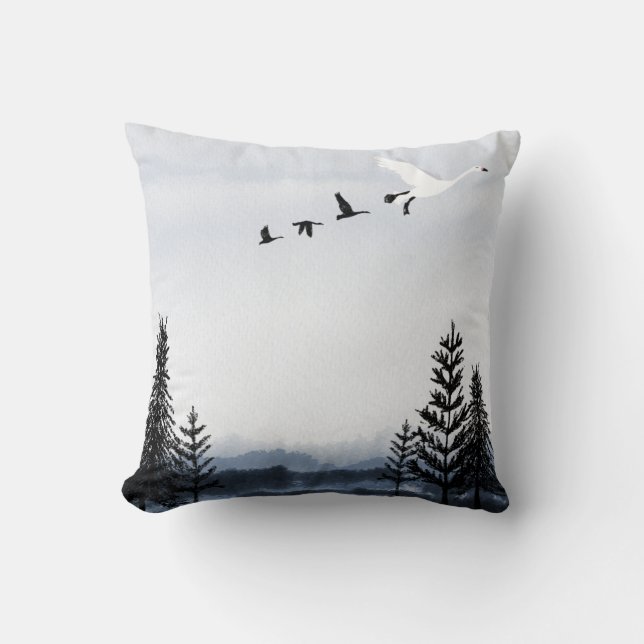 Surrealistic winter landscape throw pillow (Front)
