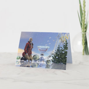 Surrealistic Xmas card with Woman & custom Text
