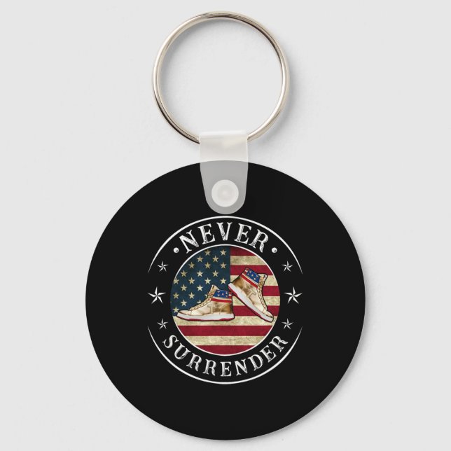 Surrender Gold Sneakers Flag Trump 2024  Keychain (Front)