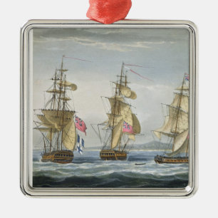 Surrender of the fort of Tamatave, engraved by T. Metal Ornament