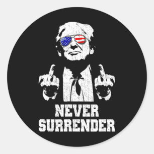 Surrender President Donald Trump Middle Finger  Classic Round Sticker