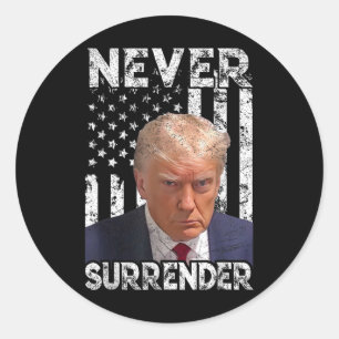 Surrender Trump Mug Shot 2024 American Flag Women  Classic Round Sticker