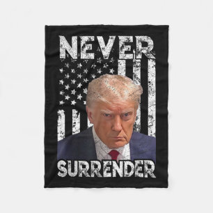 Surrender Trump Mug Shot 2024 American Flag Women  Fleece Blanket