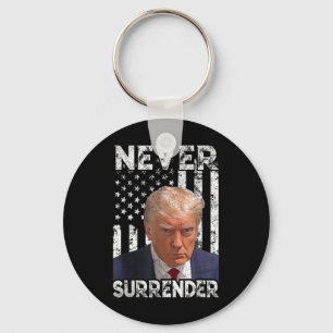 Surrender Trump Mug Shot 2024 American Flag Women Keychain