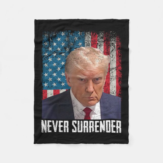 Surrender Trump Mug Shot 2024 President American F Fleece Blanket (Front)