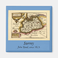 Surrey County England Old Antiquarian Atlas Map