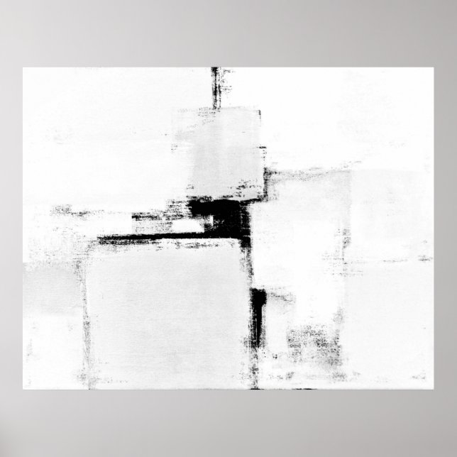 'Surround' Black and White Abstract Art Poster (Front)