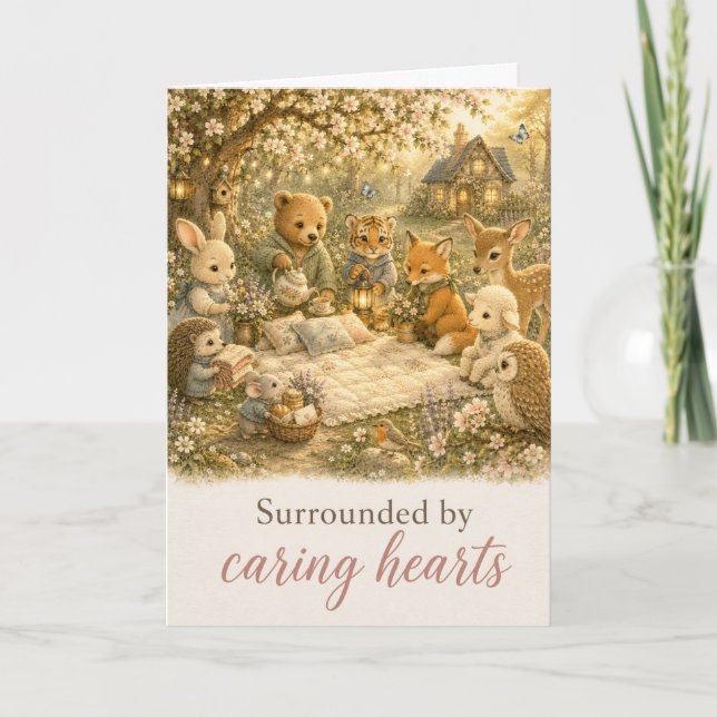 Surrounded by Caring Hearts Get Well Card (Front)