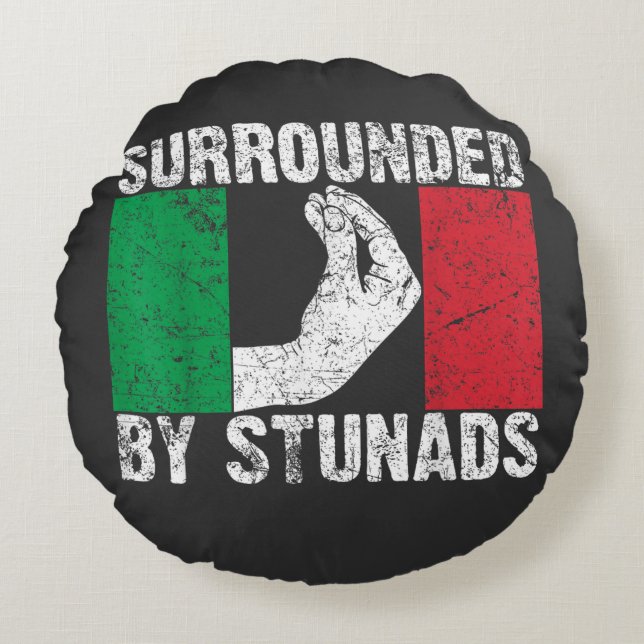 Surrounded by Stunads Round Pillow (Front)