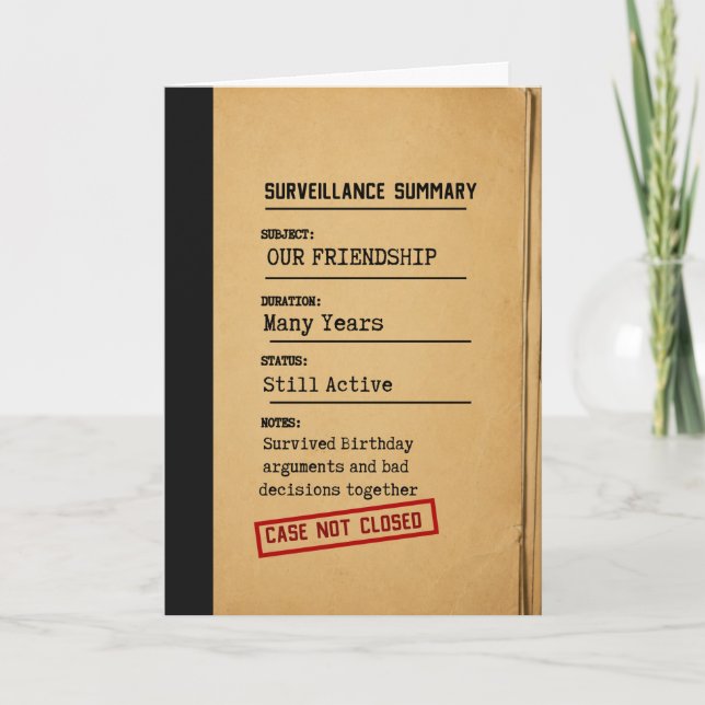 Surveillance Summary Friendship Card – Case Not Cl (Front)