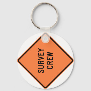Survey Crew Highway Sign Keychain