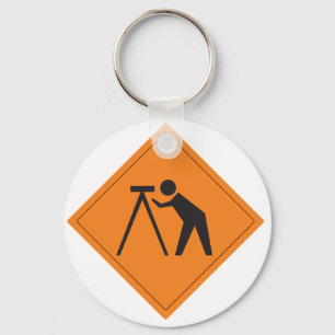 Surveyor at Work Sign Keychain