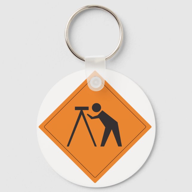 Surveyor at Work Sign Keychain (Front)