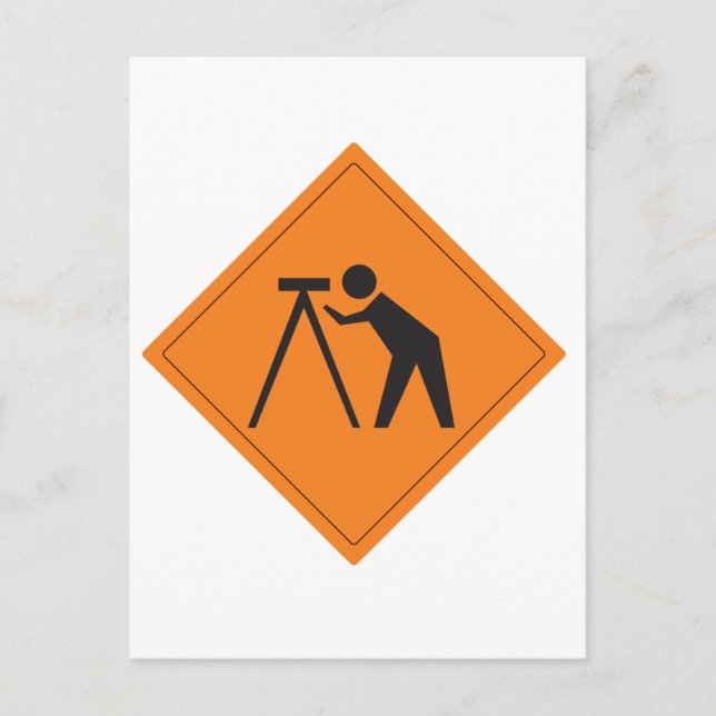 Surveyor at Work Sign Postcard (Front)