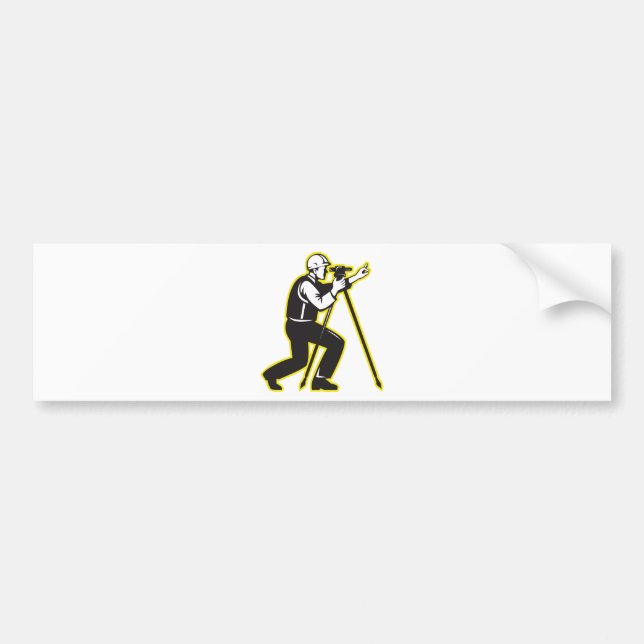 Surveyor Engineer Theodolite Total Station Bumper Sticker (Front)