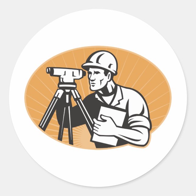 Surveyor Engineer Theodolite Total Station Classic Round Sticker (Front)