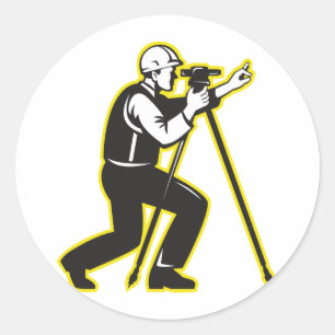 Surveyor Engineer Theodolite Total Station Classic Round Sticker