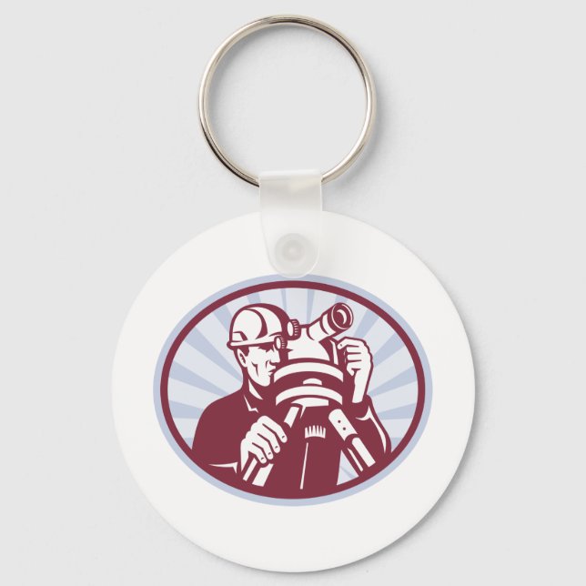 Surveyor Engineer Theodolite Total Station Keychain (Front)