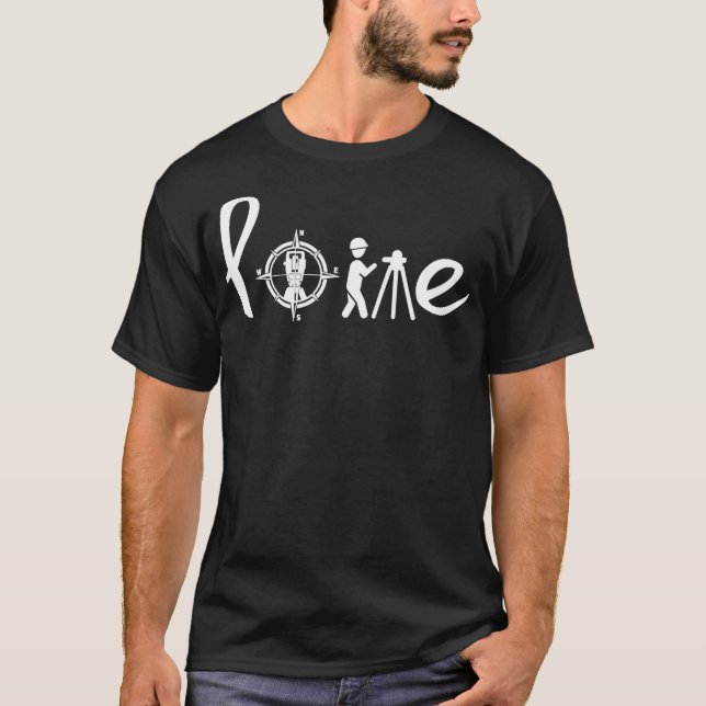 Surveyor Gift I Love My Job Land Surveying Icon Lo T-Shirt (Front)