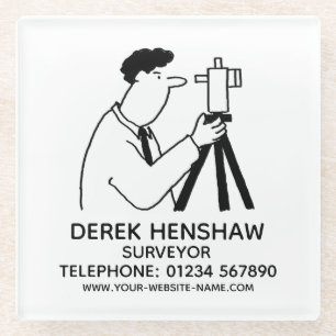 Surveyor & Surveying Promotional Glass Coaster