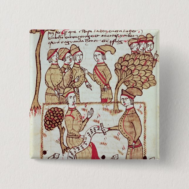 Surveyor with his Workers 2 Inch Square Button (Front)