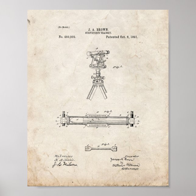 Surveyor's Transit Patent - Old Look Poster (Front)