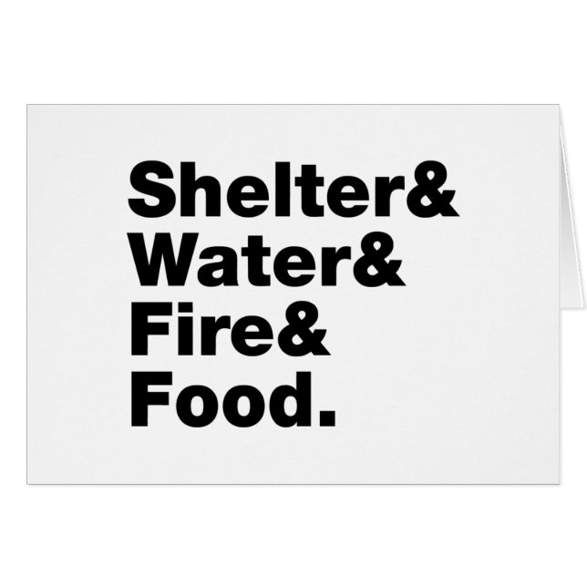 Survie (Abri & Eau & Feu & Nourriture). Carte (Devant horizontal)