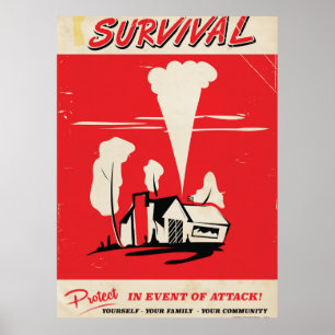 Survie - affiche Vintage de sécurité atomique
